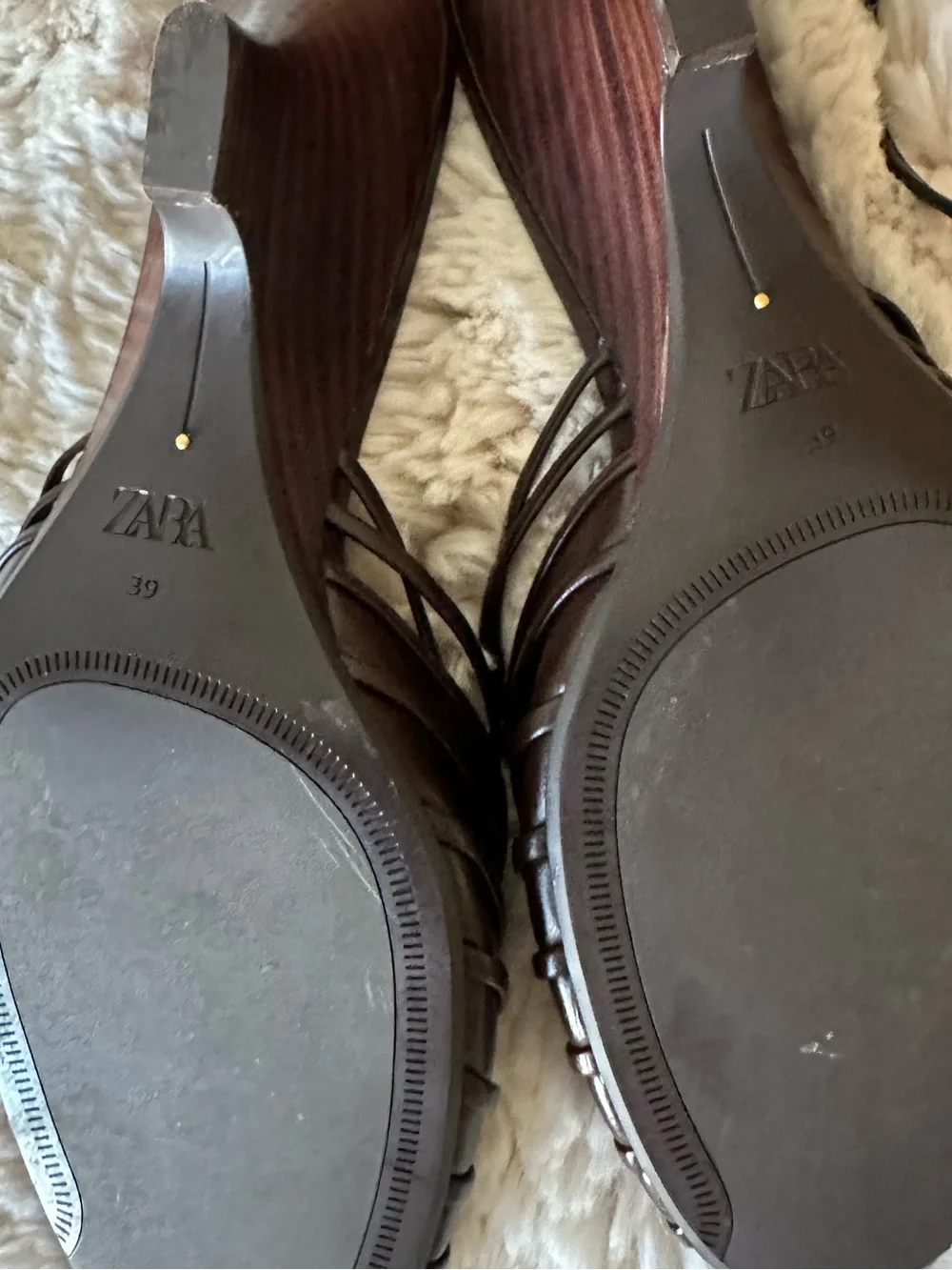 Zara Chocolate Brown Woven Cage Slingback Heels NWOT EU 39 | Strappy Block Heel - Picture 4 of 5